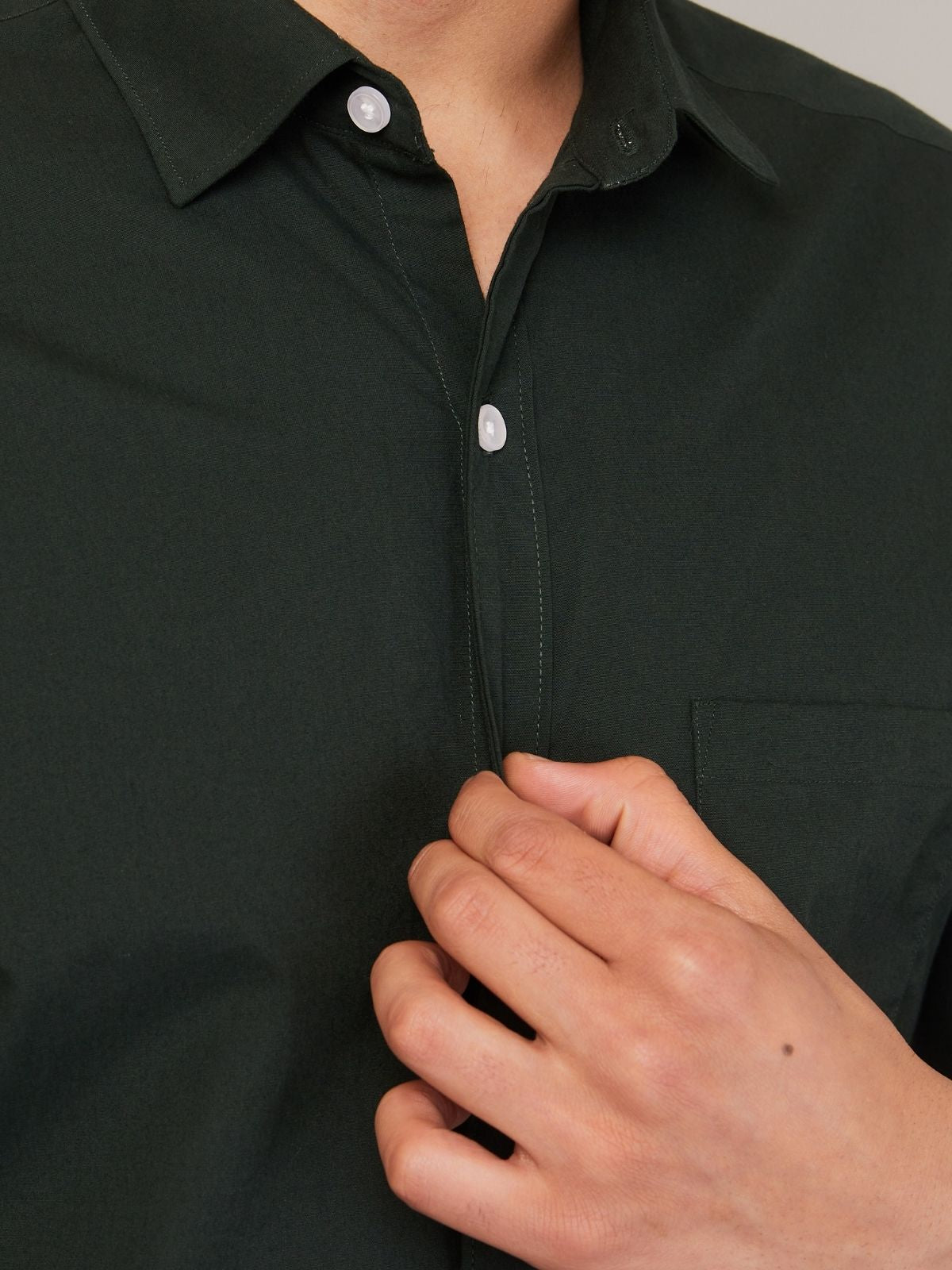 Louis Monarch Men Regular Fit Solid Spread  Collar Casual Dark Green Color Shirt